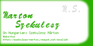 marton szekulesz business card